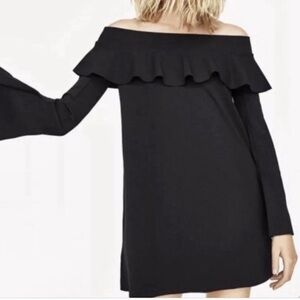 Zara black bell sleeve dress